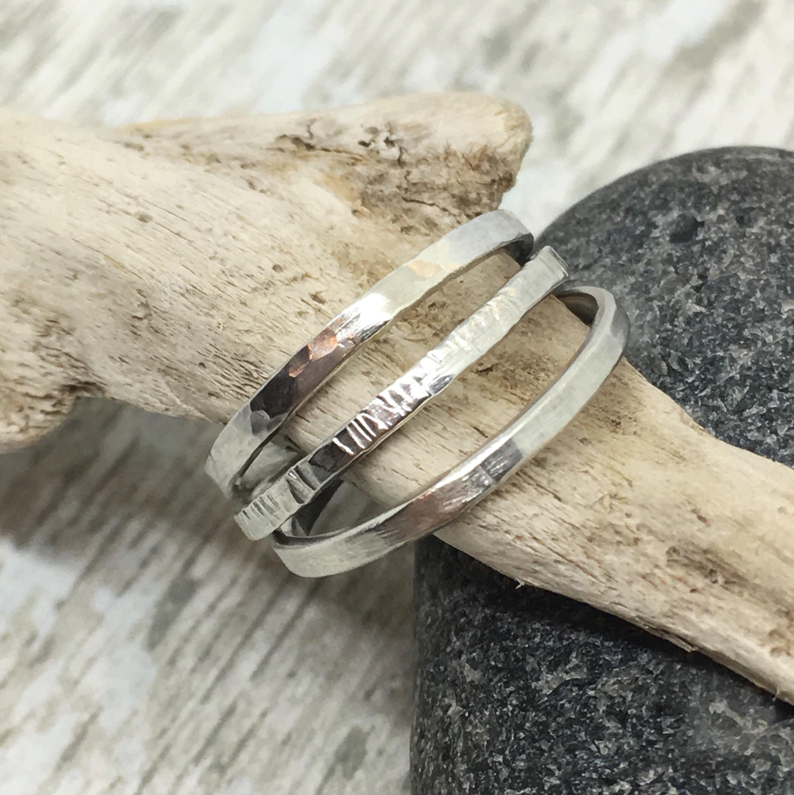 Stacking Rings Sterling Silver Rings Stackable Hammered Rings - Etsy
