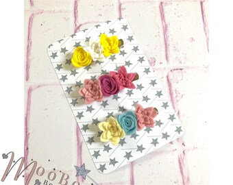 Flower trio hairclips