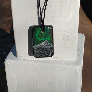 Hand Painted Northern Lights Pendant Necklace
