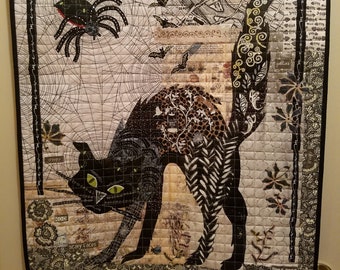 On Sale~Black Cat Collage Quilt Kit ,  Pattern Optional and a Separate Purchase ~ Laura Heine