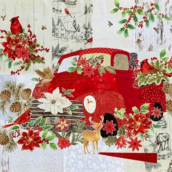 Collage Teeny Tiny Truck #2  Red ~Christmas Quilt Kit , "Separate Purchase available for Laura Heine's Collage Pattern FBWTT2" on sale