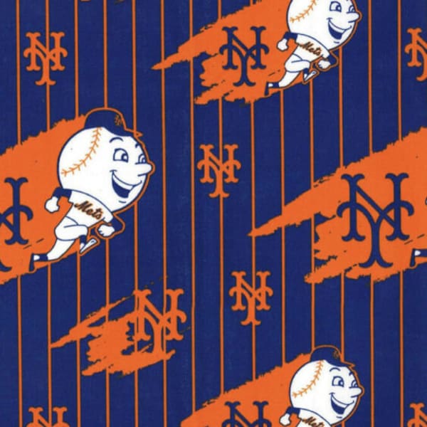 New York Mets Cotton Fabric ~ Sold by the half yard in a continuous piece