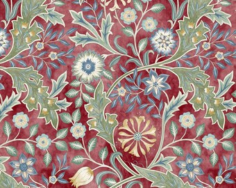Backing Fabric - Wilhelmina - Crimson || Morris & Co. Quilt Backs Sold by the yard