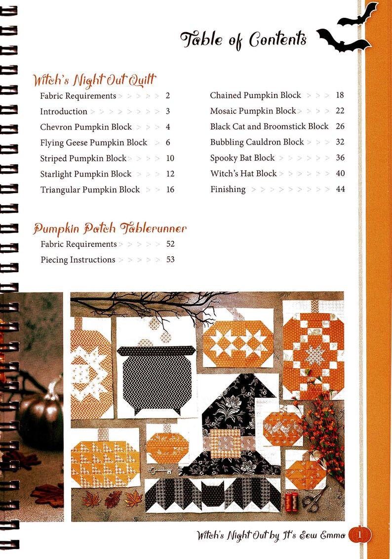 WITCH'S NIGHT OUT Halloween Quilt Book Spiralbound Etsy