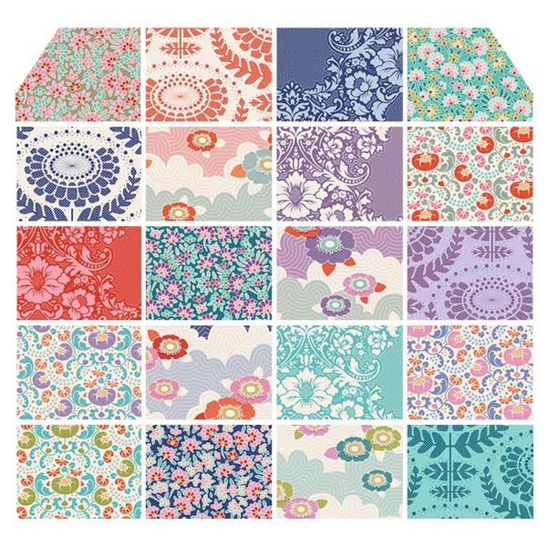 Tilda~Fan Flower Blue Quilt Kit Fan Flower Featuring LazyDays by Norwegian designer Tone Finnanger