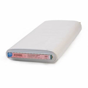 May include: A roll of white fabric, likely for sewing or crafting. The fabric is tightly rolled and appears smooth. The label on the end of the roll reads "FEATHERWEIGHT SEW-IN". The roll is on a white background.