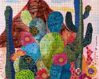 Flower Shop #4 Cactus Way Collage and Inktense Pattern by Laura Heine
