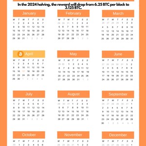 Bitcoin Printable Calendar 2024 Halving Etsy Bitcoin Printable Calendar 2024 Halving Etsy