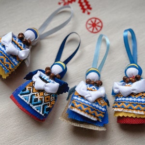 Motanka Handmade Ukrainian doll Motanka Ukrainian folk art, small Gift for Luck, OOAK, Ukraine gift, Homedecor Amulet Lucky charm hanging Blue-Yellow