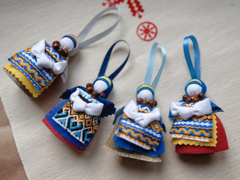 Motanka Handmade Ukrainian doll Motanka Ukrainian folk art, small Gift for Luck, OOAK, Ukraine gift, Homedecor Amulet Lucky charm hanging Blue-Yellow