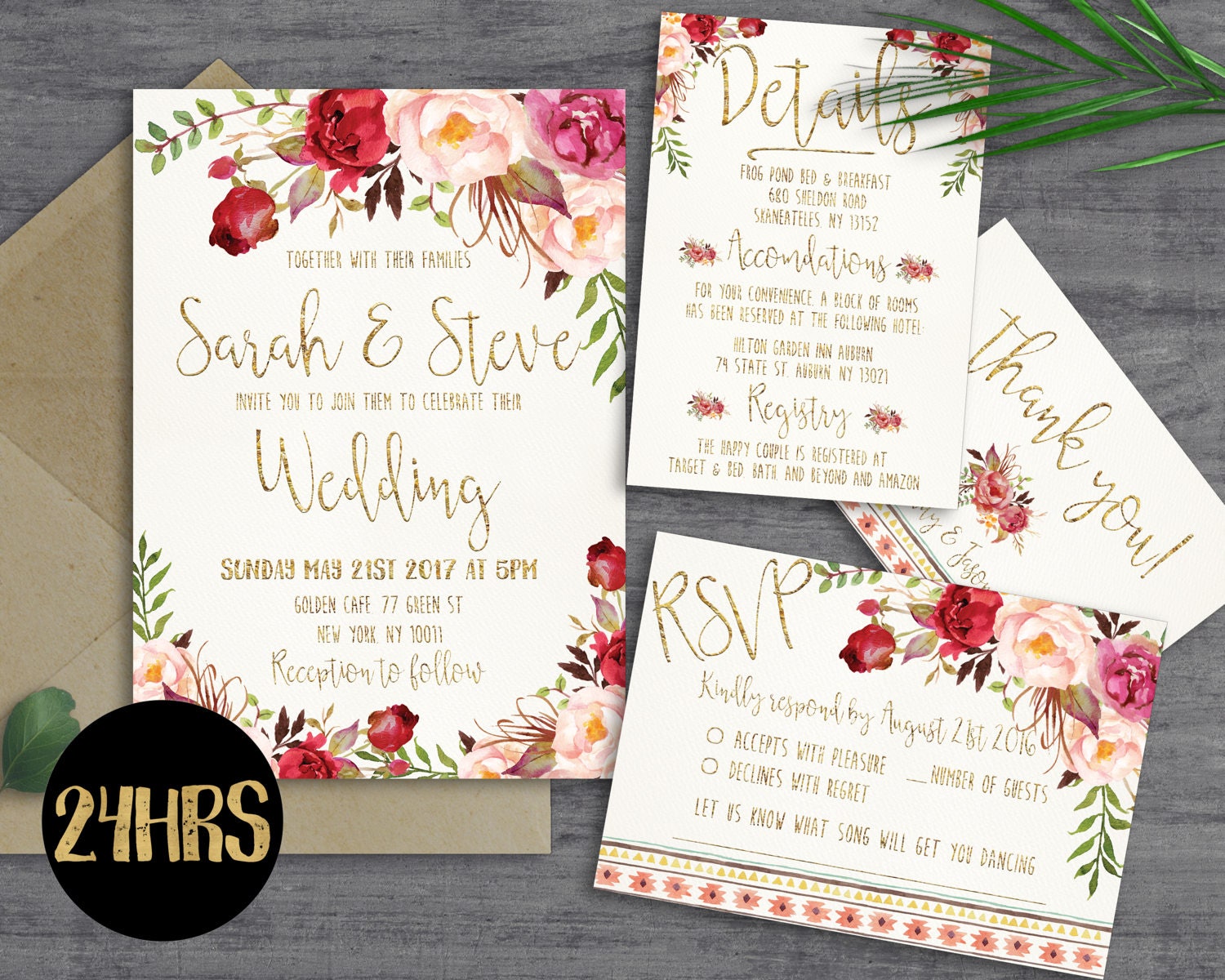 Printable wedding invitation Wedding invitations set | Etsy