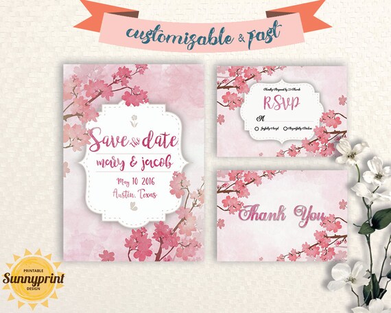 Wedding invitation set printable wedding invitation template | Etsy