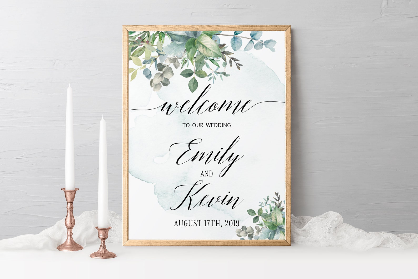 Greenery Welcome Sign Wedding Printable Welcome Wedding Sign | Etsy