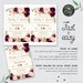 Burgundy Wedding Invitation Floral Wedding Invite Template Printable ...