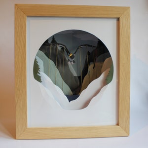 Soaring Wanderer. Hand-cranked Paper-cut Kinetic Albatross Sculpture.