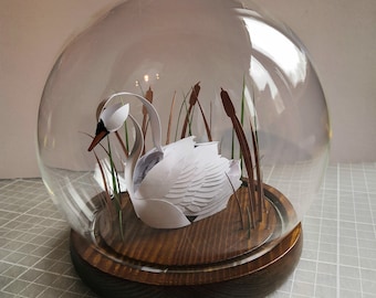 A Moment on The Lake. Paper-cut Swan Sculpture.