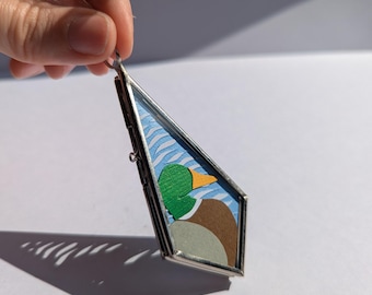 Mini Paper-cut Duck Wall Hanging Pendant Silver