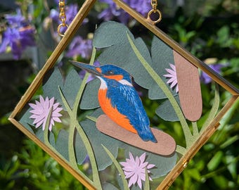 Paper-cut Kingfisher Wall Hanging Pendant.