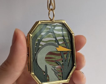 Mini Paper-cut Heron Wall Hanging Pendant.