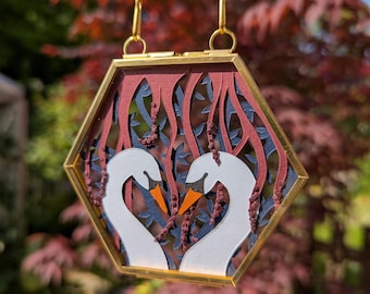 Paper-cut Swan Wall Hanging Pendant.
