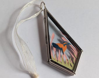 Mini Paper-cut Kingfisher Wall Hanging Pendant Silver