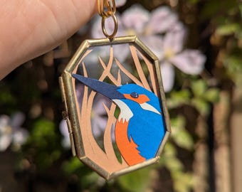 Mini Paper-cut Kingfisher Wall Hanging Pendant.