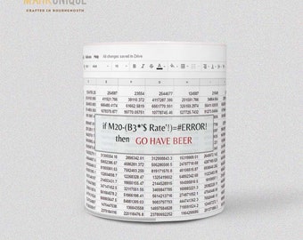 Excel office coffee mug, IF ERROR go have beer funny slogan