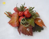 Leather flower brooch Autumn leaves Autumn flowers Natural eco style  Falling Leaves Autumn Leather brooch Leather jewelry Gift for her