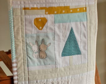 Winter Bunnies Quilted Wall Art