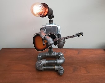 The (Acoustic) Guitarist Robot Industrial Pipe Lamp