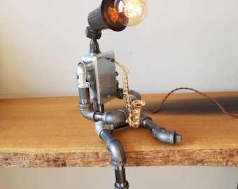 The Saxophonist Industrial Pipe Robot Lamp