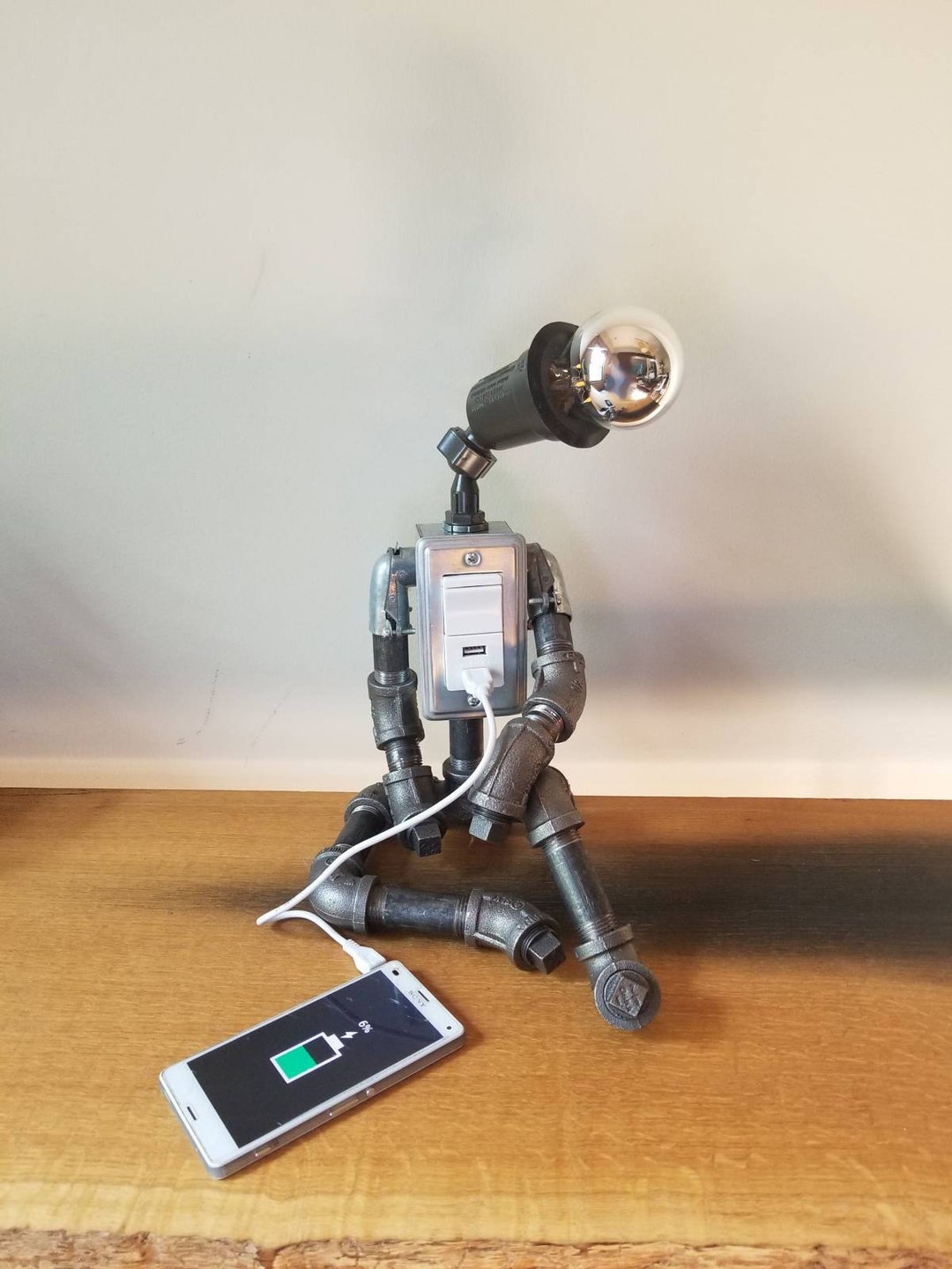 The Day Dreamer Industrial Robot Lamp With 2 USB Ports Etsy