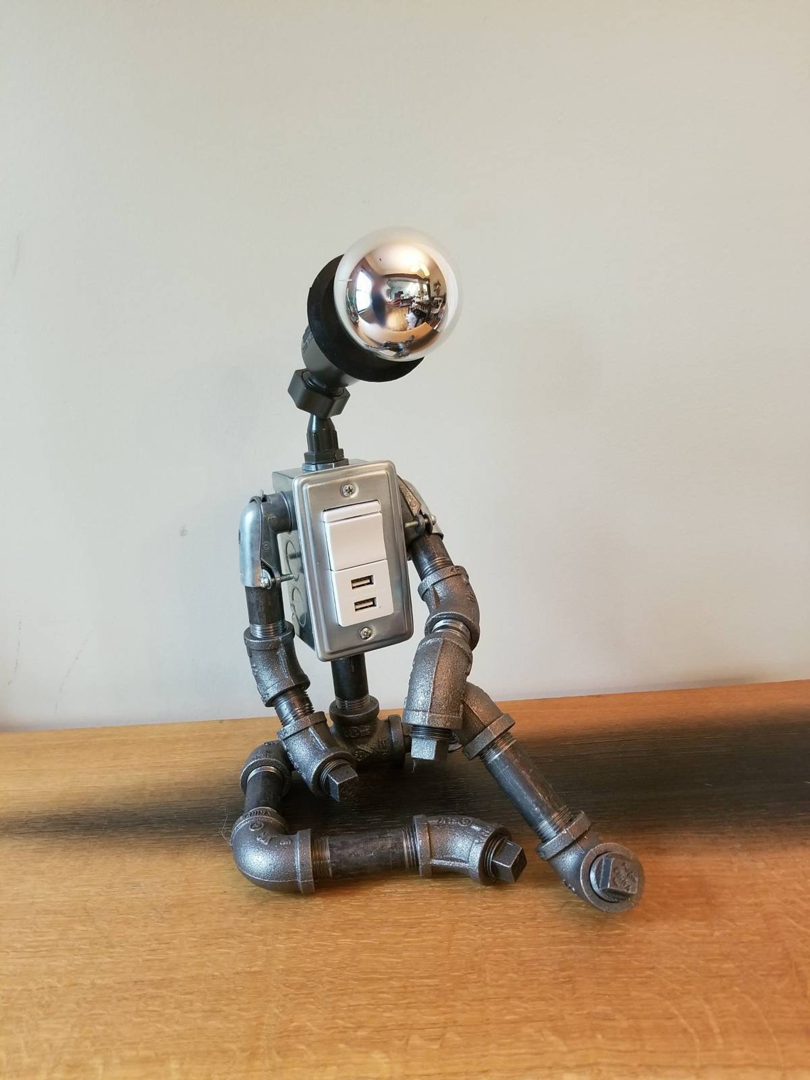 The Day Dreamer Industrial Robot Lamp With 2 USB Ports Etsy