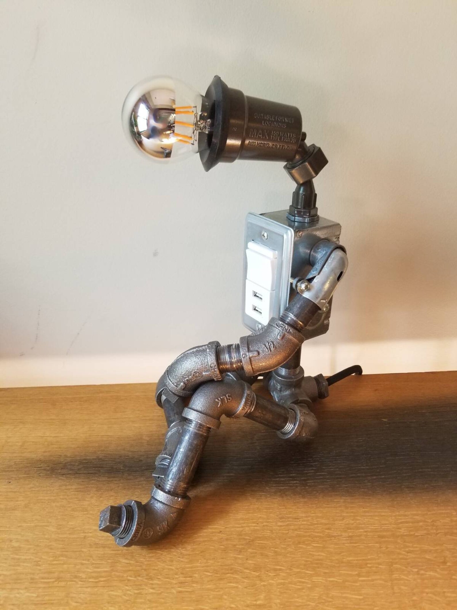 The Day Dreamer Industrial Robot Lamp With 2 USB Ports Etsy
