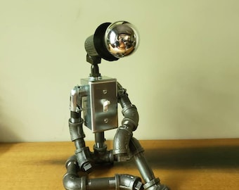 The Day Dreamer -- Industrial Pipe Robot Lamp