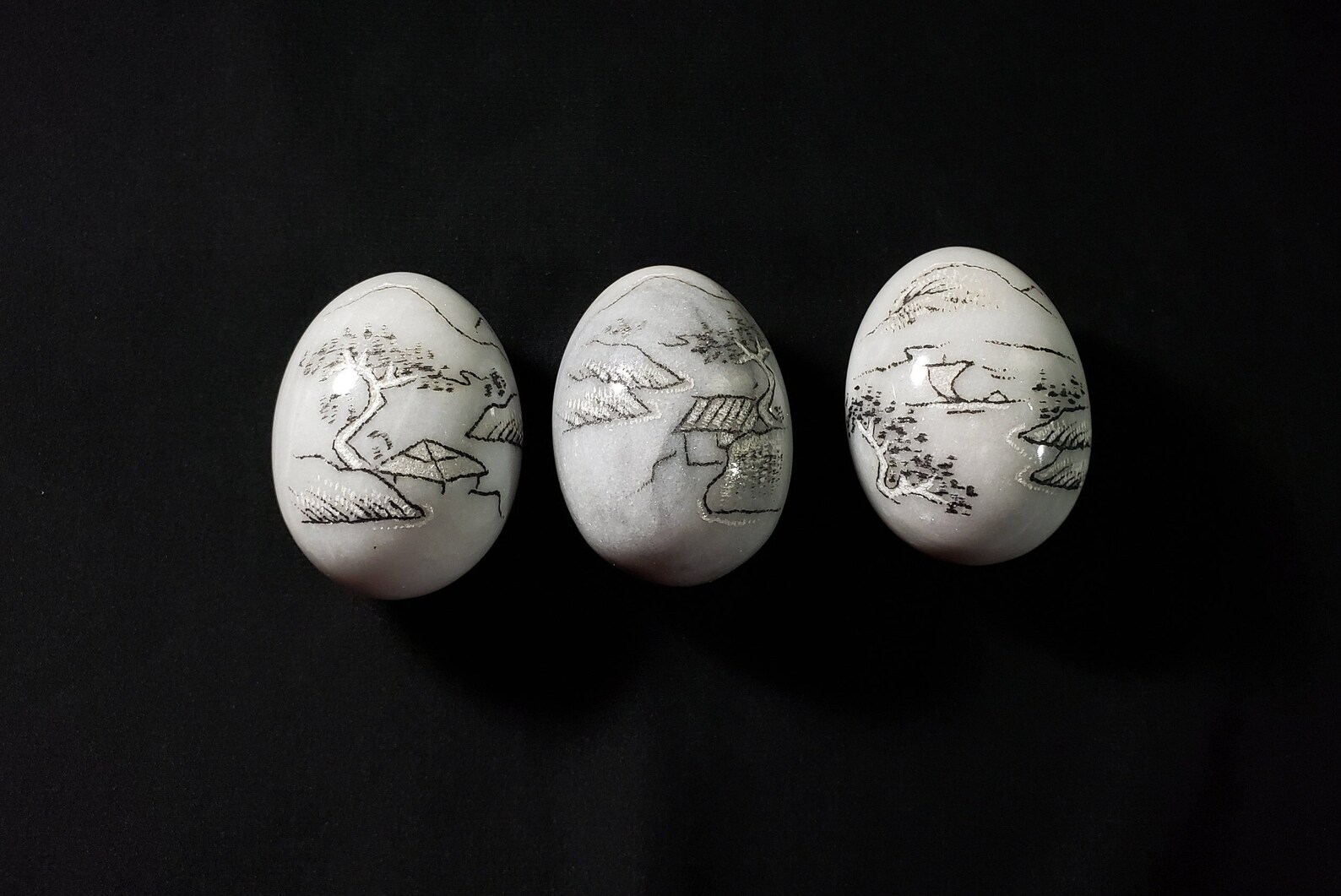 Vintage Japanese Egg Hand Painted Etched Alabaster Egg Etsy