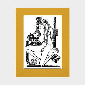 ORIGINAL Drawing Art Piece Small Ink Painting Woman Body Line Wall Art Black and White Contemporary Wall Art Girl Artwork For Living Room
