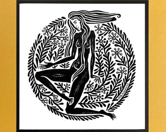 ORIGINAL Drawing Art Piece Small Ink Painting Woman Body Line Wall Art Black and White Contemporary Wall Art Girl Artwork For Living Room