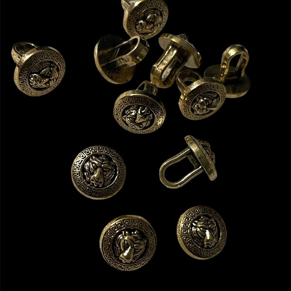 Greek Key Lion Head Versace style shank Buttons