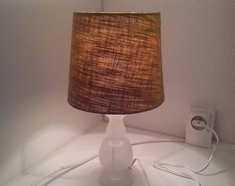 Vintage white glass and green shade Bengali foot lamp DISCOUNT