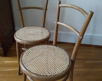 2-Stühle-Stühle bistro UNGVAR (Typ Thonet) aus Holz gesesselt, neu hergestellt LALOUETTE-FEVRE Troyes