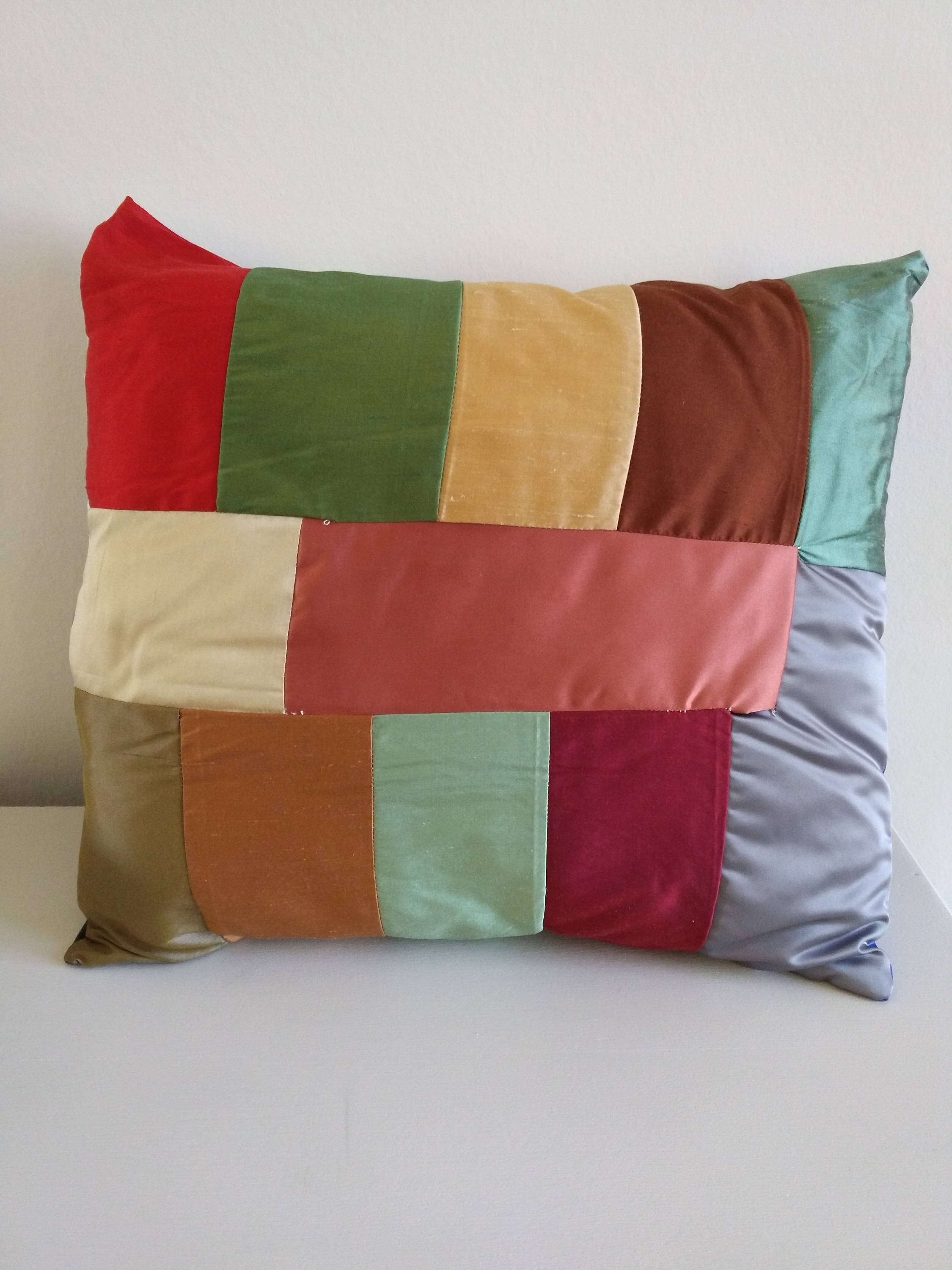 Coussin Rectangulaire Multicolore en Tissus Patchwork, Déhoussables