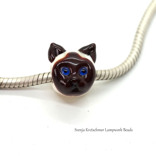 Handmade lampwork beads cat cats Siam bead jewelry large hole bead BHB glass jewelry glass bead by Svenja Kretschmer