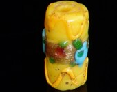 Antique Venetian fancy barrel yellow bead V 604