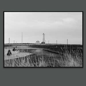 Icelandic photo art, Lighthouse, Black and White, Art Photo, Iceland Photography, Minimalist Landscape, Travel Photo Nordic Minimal, Islande