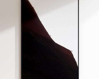 Iceland Volcano Print, Hikers on Mountain, Minimalist Home Decor