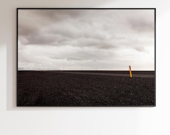 Quiet Distance, Iceland Landscape Print, Minimalist Wall Art, Scandinavian Photography, Modern Black Sand Landscape