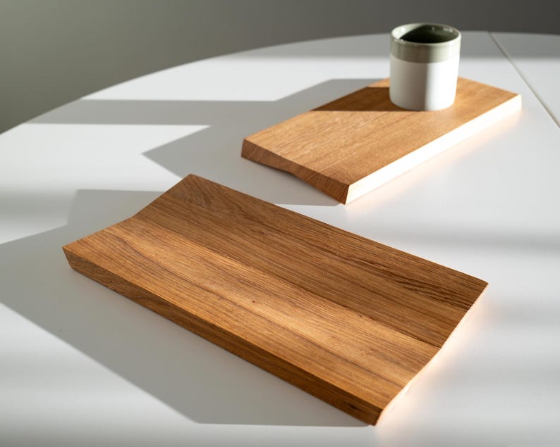 Oak Serving Board FOLD – Scandinavian Solid Wood Tapas & Cheese Board, Minimalist Bread Board image 2