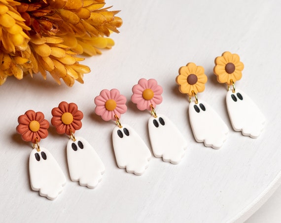 18 Halloween Accessories for a Little Everyday Spookiness 2 Flower Ghost Earrings
