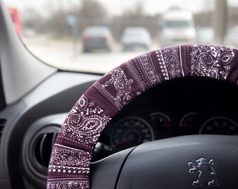 Elephant steering wheel cover for women, Elephant lover accessories gifts, boho steering wheel cover hippie fuzzy aztec lilly pulitzer
